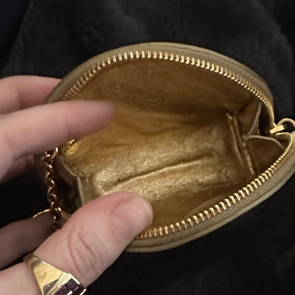 Prada Gold Saffiano Leather Coin Pouch with Chain Keyring - Picture 3 of 11